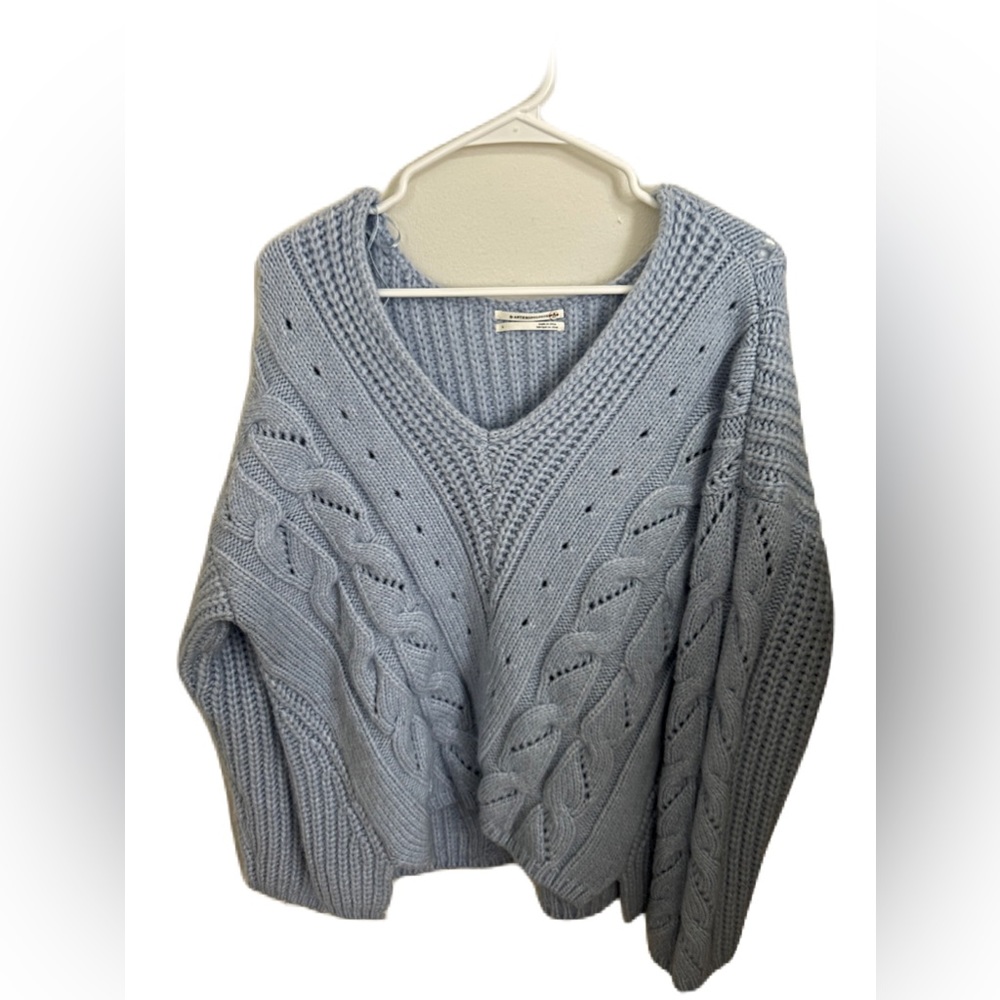 Anthropologie Ramona Baby Blue Knit Sweater Size L